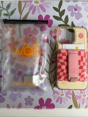 Wallis Pink & Cream Checkered Wallet Strap Phone Case